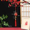 Lunar New Year Lucky Hanging Ornament with Red Tassel Golden Charm Festive Portable Decor for Travel Hotel Room Spring Festival