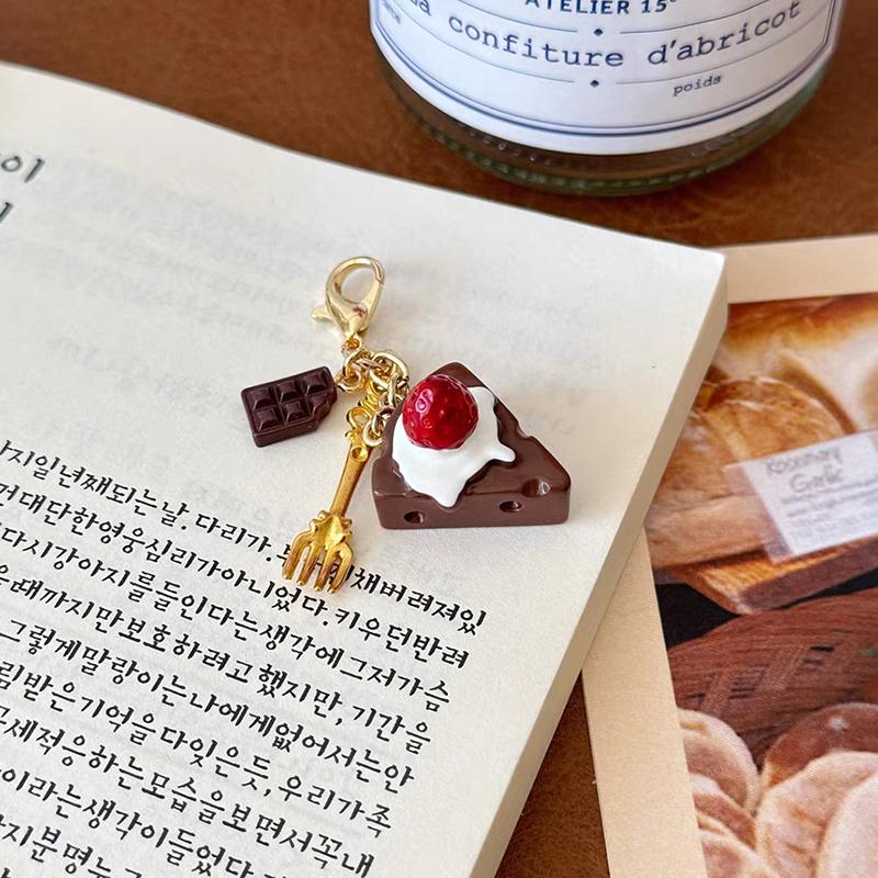 Creative Unique Doughnut Bread Coffee Phone Charm Strap Pendant Lanyard Simulated Food Toys Keychain Bag Accessories Gift