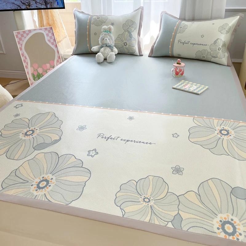 Premium End Animated Ice Silk Bed Mat Summer Cool Down Sleeping Mat Bed Adult Child Washable Cooling Bed Pad and Pillowcases
