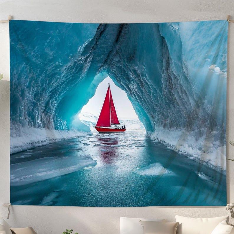 Sailboat Ice Cave tapestry 75x100 чёрный