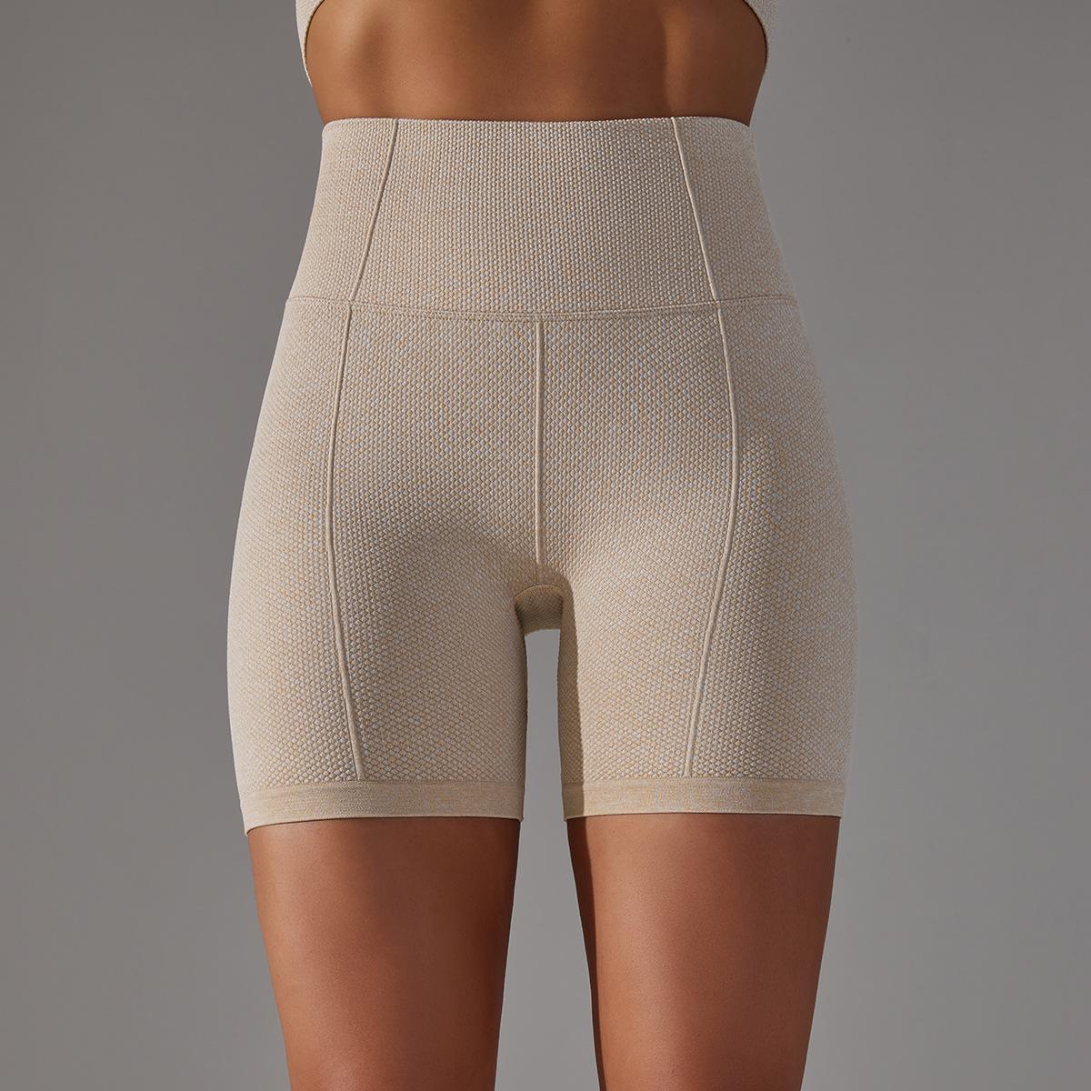 European & American Seamless High-Waisted Jacquard Butt Lift Yoga Shorts for Women Small