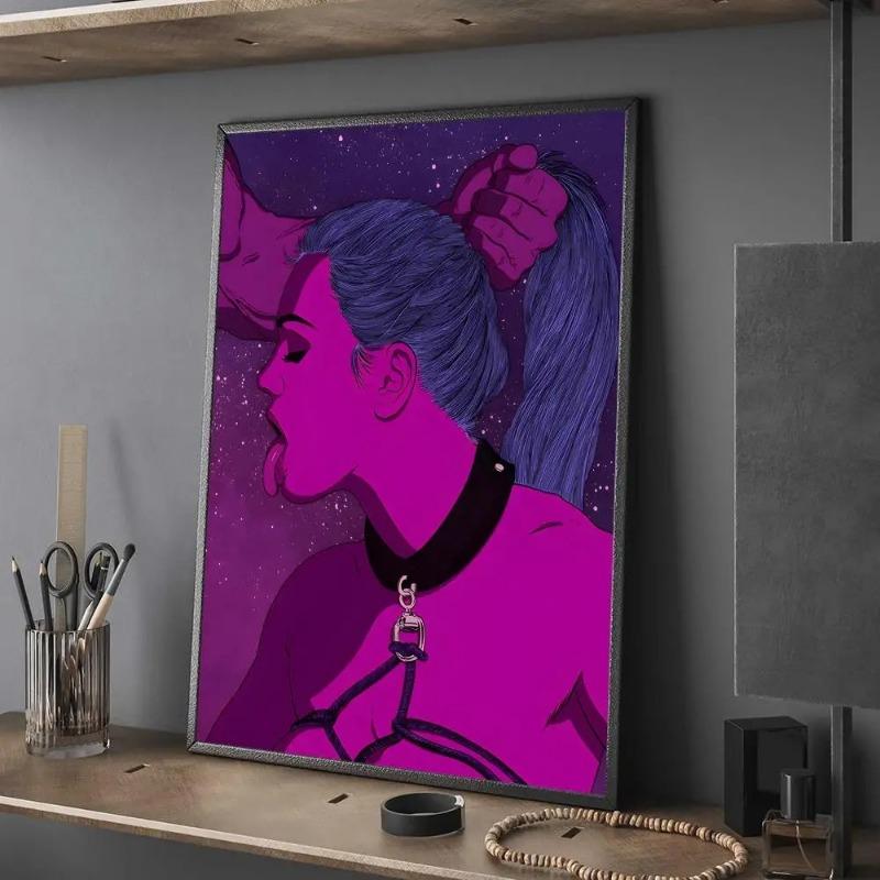 Pintura de Lienzo Abstracta Sexy Mujer Desnuda Hombres Póster Pintura Decorativa de Pared para Sala de Estar Bar Gaming