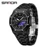 Sanda Octagonal Steel Band Multifunctional LED Light Watch for Men - TikTok Trendy Heartbeat Monitor Watch