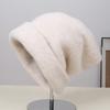 New fashionable solid color simple temperament knitted hat cashmere blended warm and comfortable casual wool hat