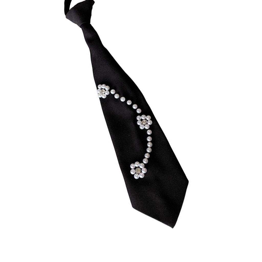 Pearl Decor Neck Ties Pre Tied Professional Formal Shirt Convenient Lazy Person Tie Ladies Business Meetings Formal Tie