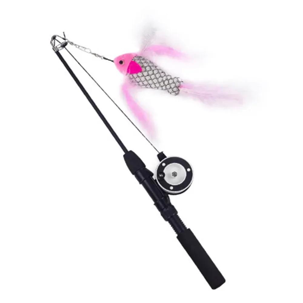 Retractable Cat Teaser Wand Toy Ultra-Long  Interactive Cat Toys Refills Fishing Rod Cat Fishing Pole Toy for Indoor Cats