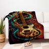 Dragon Guitar Art Print - Fantasy Music DecorBlanket Flannel Throw Blanket for Sofa, Bed, Travel, Camping, Office