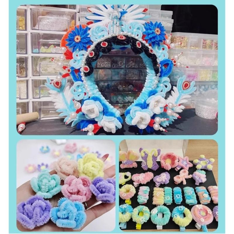 Bunte Pfeifenreiniger 100 Stück 30cmx6mm Pfeifenreiniger Farbige Weiche Plüschstiele für Kinder Kunsthandwerk Geburtstagsfeier Zubehör