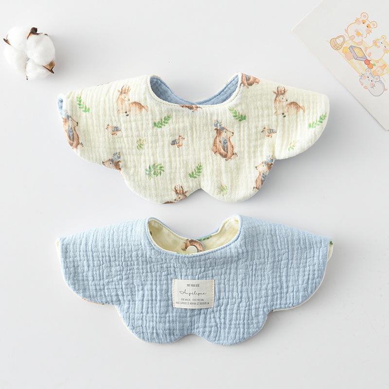 Корейский стиль 360° Цветочный детский слюнявчик, 100% хлопок, впитывающий и дышащий.