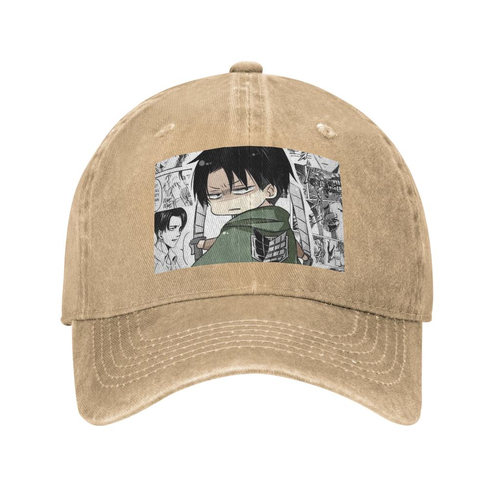 Levi AckerUnisex Attack on Titan Gewaschene Denim-Kappe Lässige Baseballkappen Verstellbarer Hut Sommer Unisex Baseballkappen