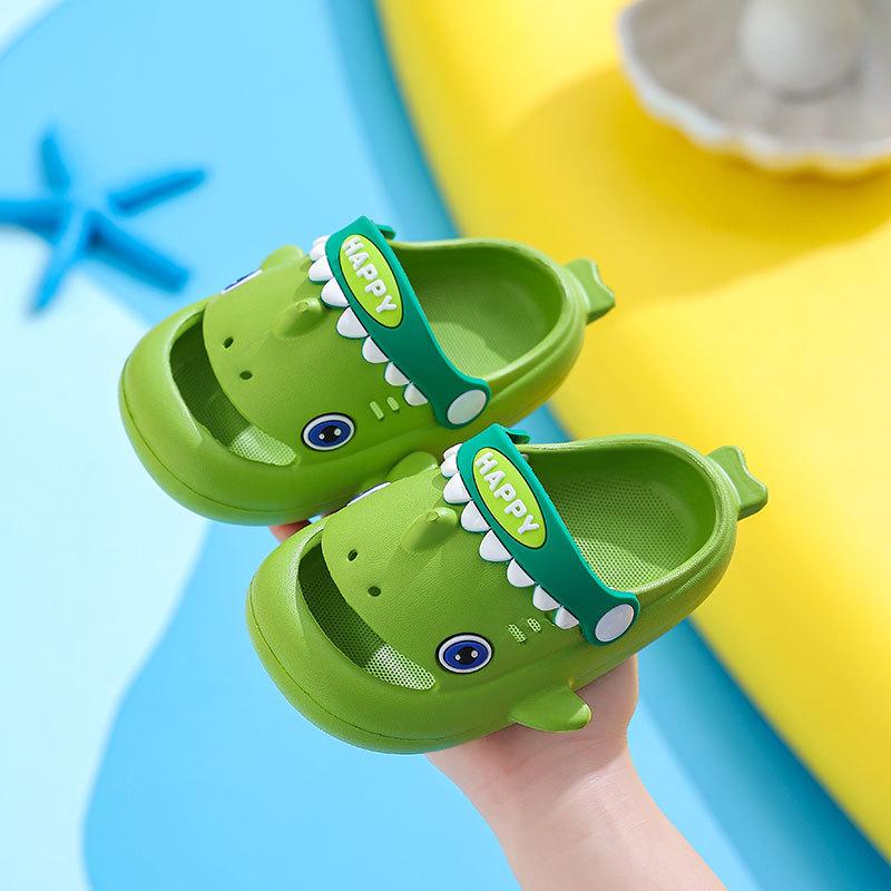 Shark EVA Perforated Summer Sandals for Kids - Non-slip Cartoon Indoor Slippers for Boys and Girls.
