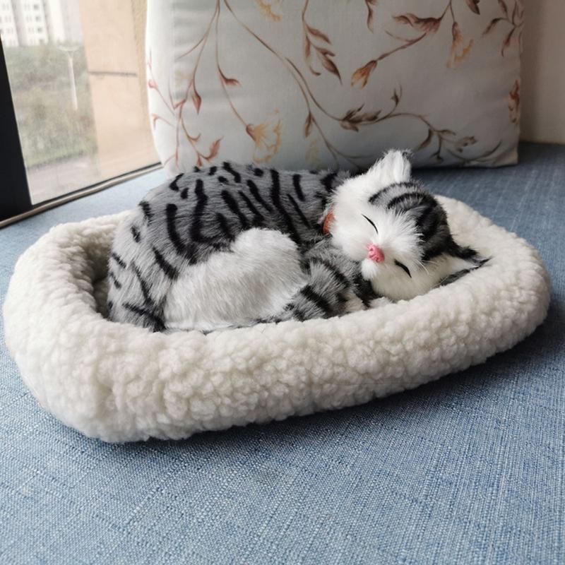 Plush Breathing Animal with Mat Simulation Furry for Doll Kids Boys Girls Childern Birthday Festival Gift Cute Present