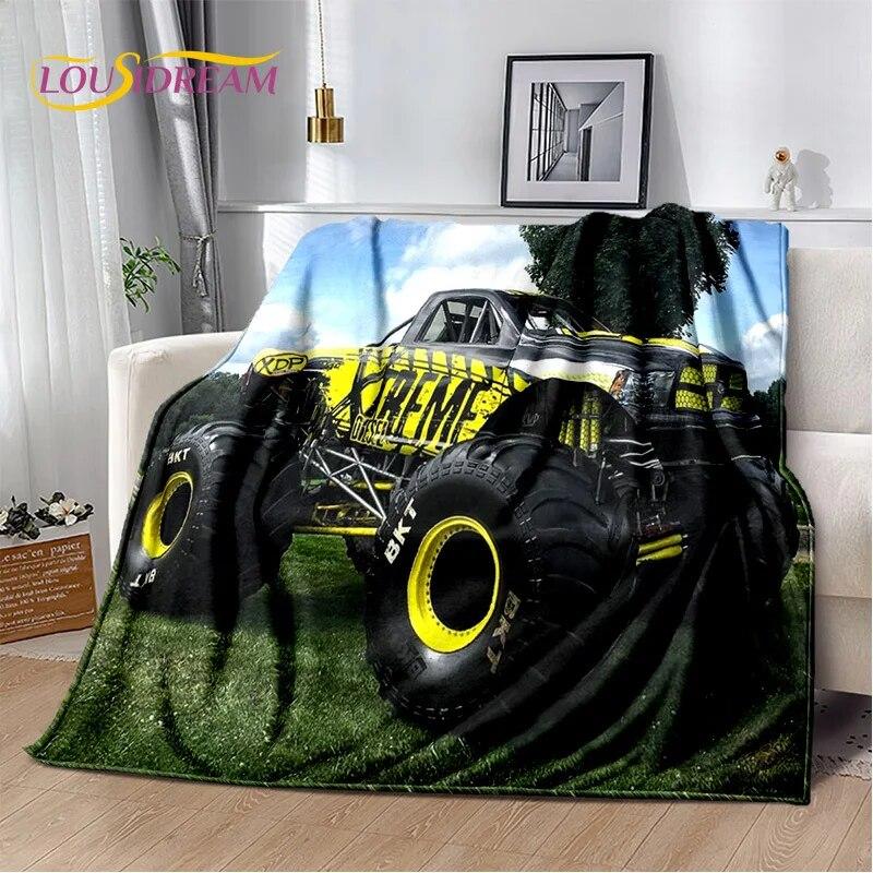 Cartoon Monster Jam 3D Monster Truck Blanket,Soft Throw Blanket for Home Bedroom Bed Sofa Picnic Travel Office Cover Blanket Kid