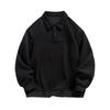 Men's Heavyweight Long Sleeve Polo Shirt - Korean Style, Solid Color, Trendy Unisex Sweater for Spring & Autumn