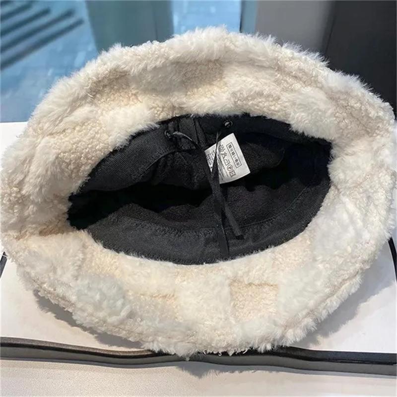 1Pc Women Winter Warm Plush Bucket Hat Casual Thermal Windproof Fleece Fisherman Caps