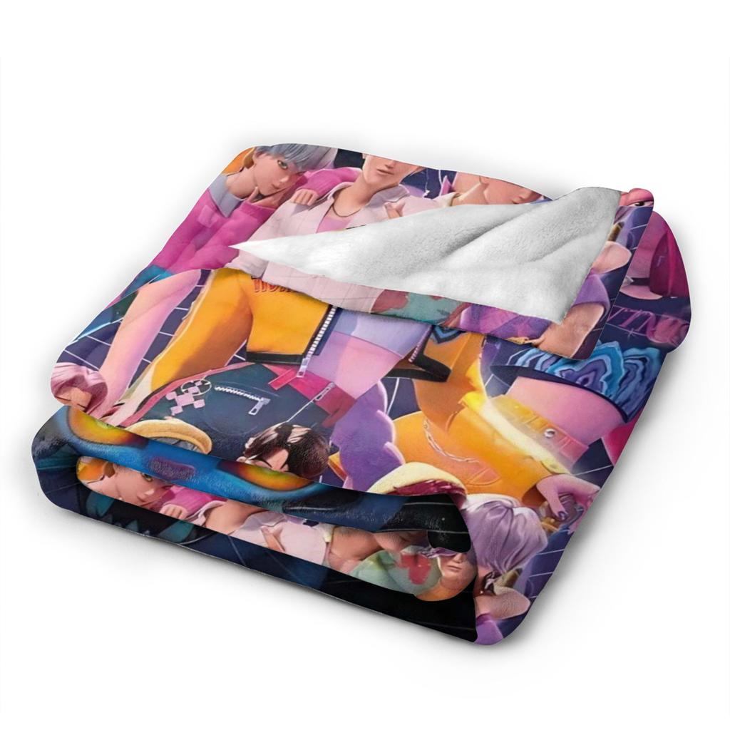 Demon KPop Blanket Soft Funny Plush Throw Blanket For Kids Bedroom Flannel Bedspread Bed Cover