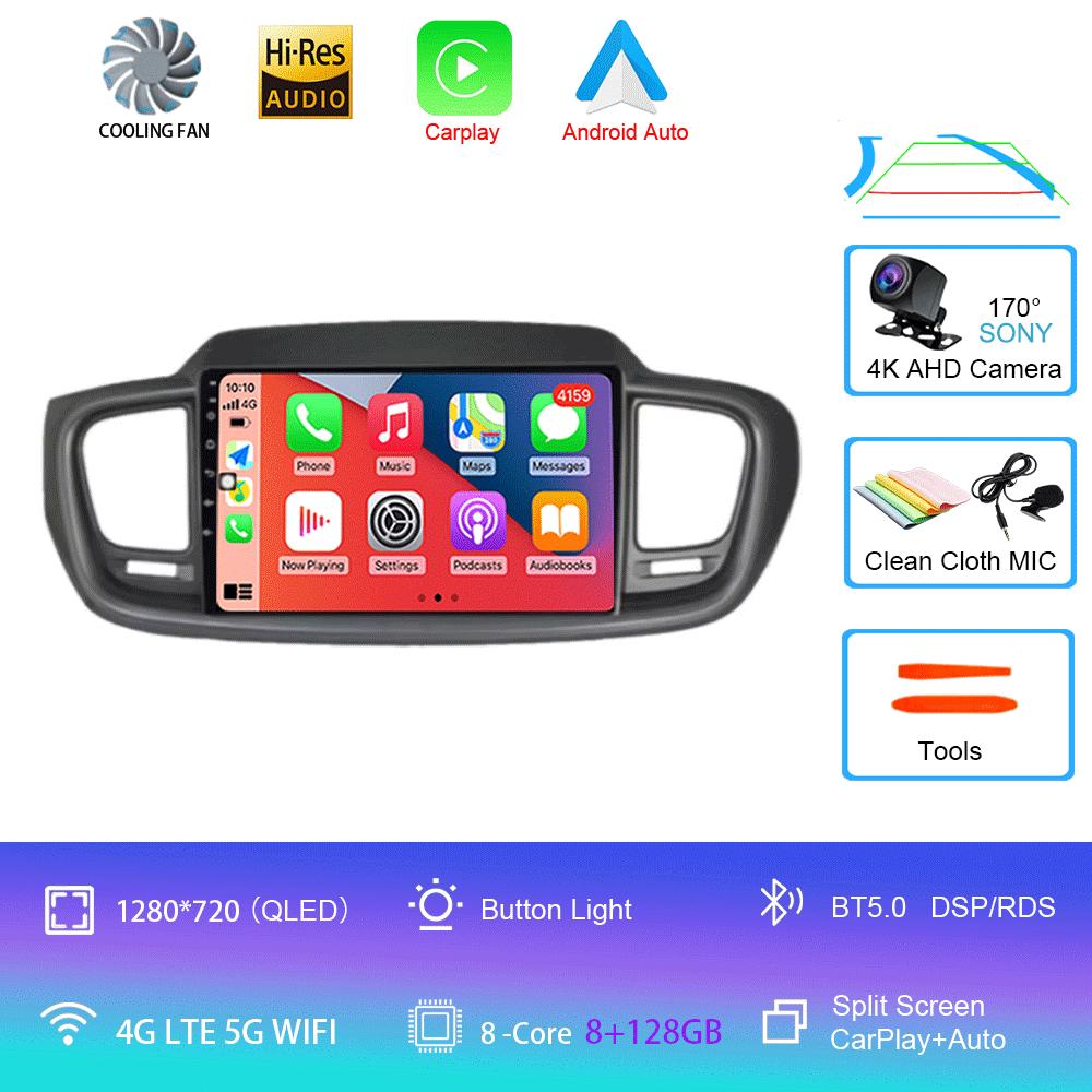 Car Radio Android 14 Carplay Auto 4G+WIFI For Kia Sorento 3 2015 2016 2017 2018 GPS Navigation Multimedia Video Player Stereo BT