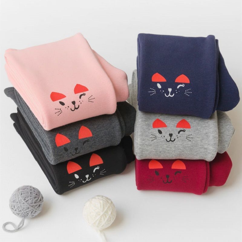 Jenter Tegneserie Tettsittende Underdelsbukser Høst og Vinter Fortykning Tykk Tynn Fløyel Varm Baby Barnebukser Stretch Yttertøy Bukser