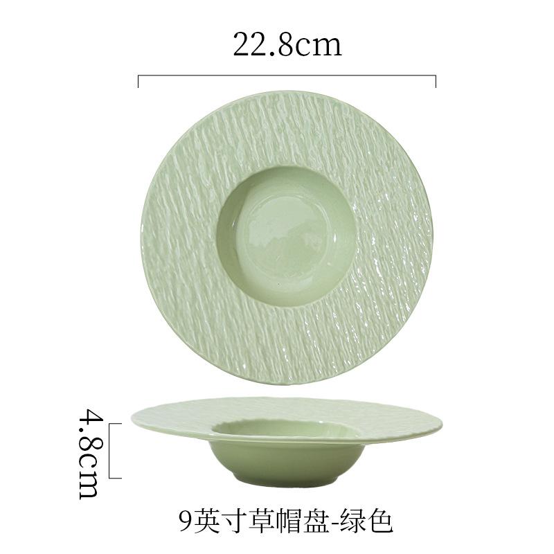 Simple Cream Style Ceramic Western Food Plate Hotel Household Pasta Plate Straw Hat Plate Soup Plate Vegetable Plate Rice Plate Salad Plate