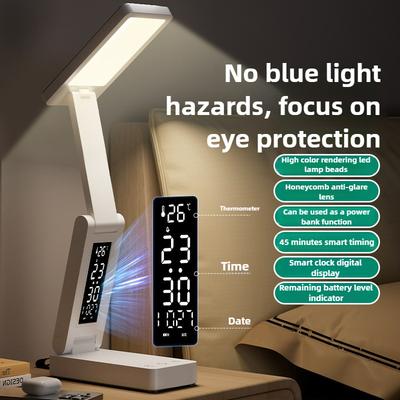 Folding Clock Power Bank Function Eye Protection Bedside Reading Lamp