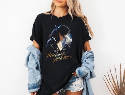 T-shirt Michael Jackson, T-shirt Graphique Noir Roi de la Pop, T-shirt Fan de Musique MJ