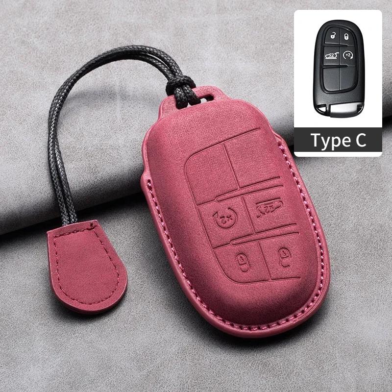 

Leather Car Key Case Cover Keychain For Jeep Wrangler Commander Compass Patriot Renegade Cherokee Grand Cherokee Keyring