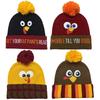 Acrylic Knitted Beanie Hat Warm Embroidered Beanies Funny Thanksgiving Hat  Themed Party