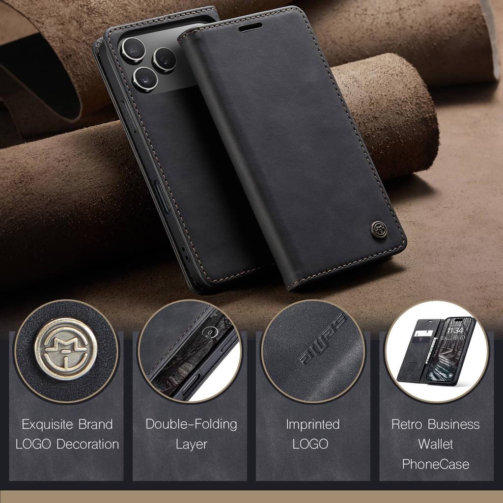 For iPhone 18 Pro Max 18 Pro Flip Wallet Case Luxury Leather Magnetic Folio Book Cover Card Holder Kickstand Shockproof Cover