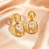 Minimalist Geometric Zircon Drop Earrings for Women, 18K Gold Plated Stainless Steel Waterproof Jewelry Gifts