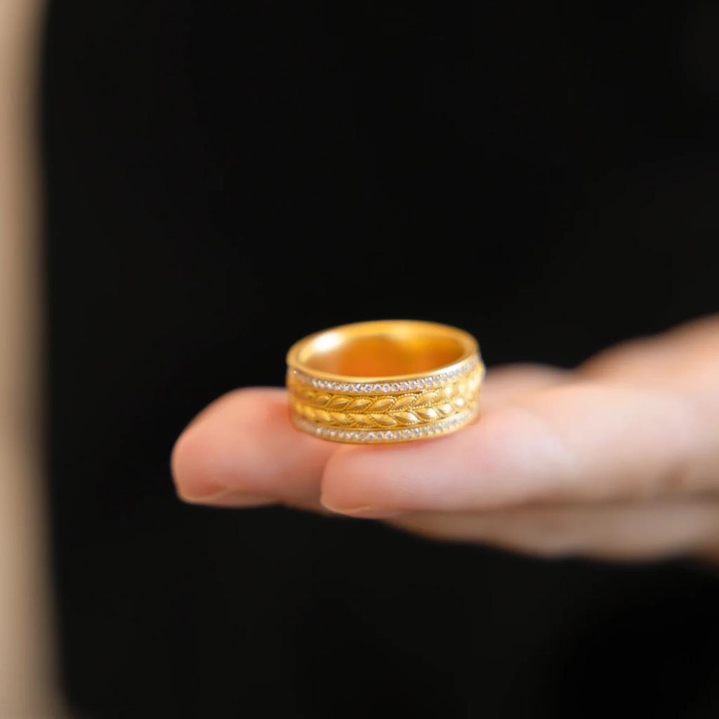 Necklace With Diamond Passepartout Wheat Ear Pendant Barley Ring Medieval Premium Collarbone Chain Female