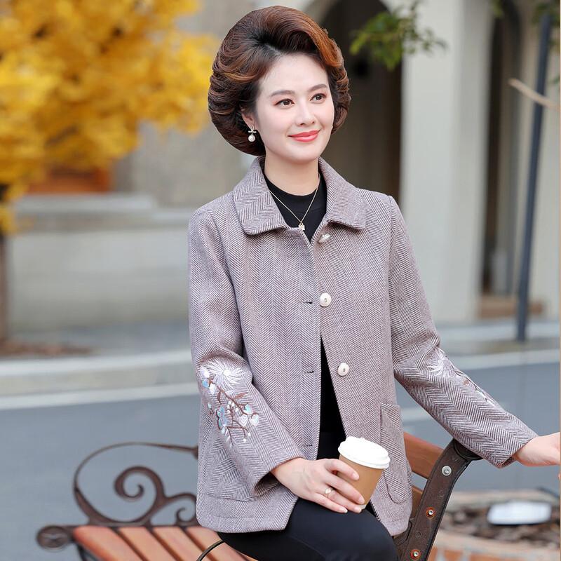 

Элегантное женское осеннее пальто из смесовой шерсти с вышивкой XL