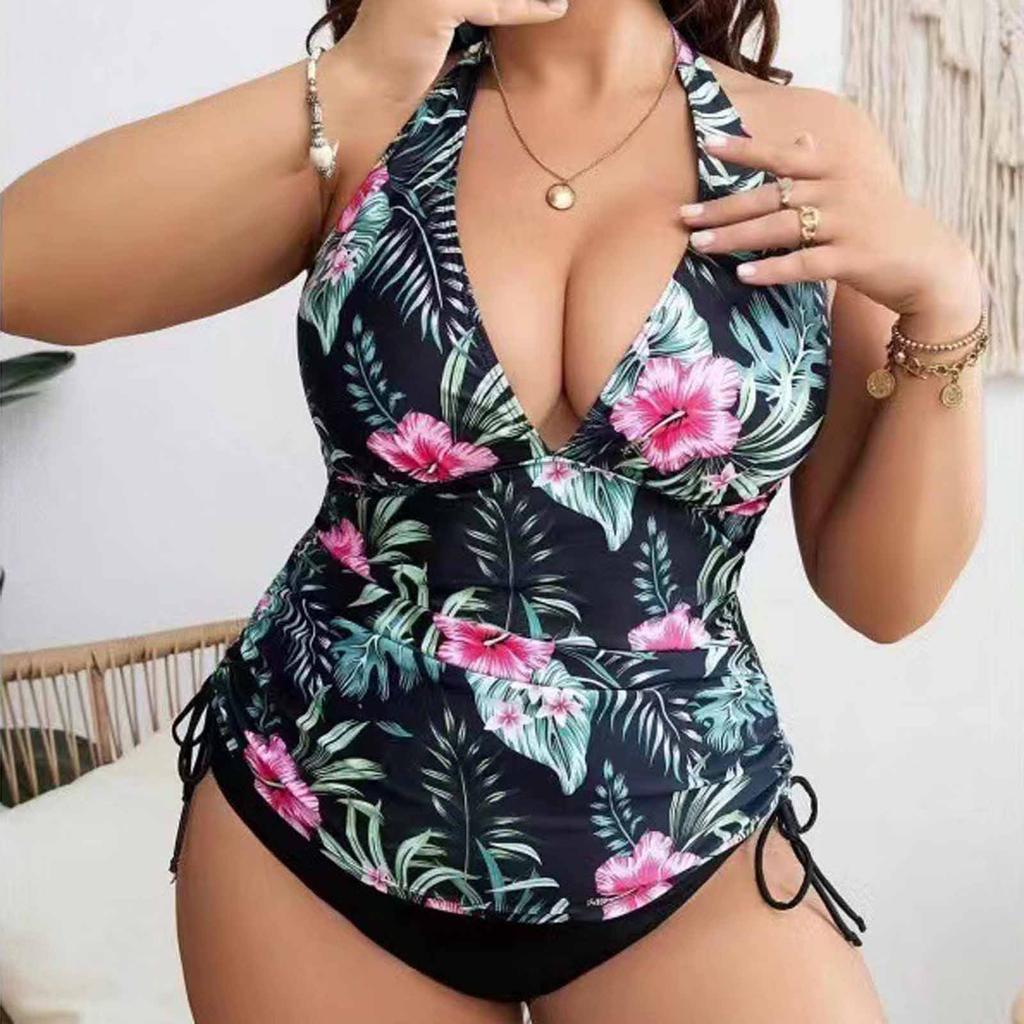 Womens Plus Size Bikini Swimsuit Set High Waist Backless Sexy Two Piece Bathing Suit