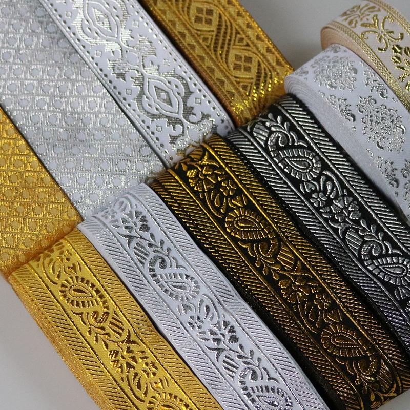 7 METER 25MM~40MM Gold Silver Vintage Ethnic Embroidery Lace Ribbon Boho Trim DIY Clothes Bag Accessories Embroidered Fabric