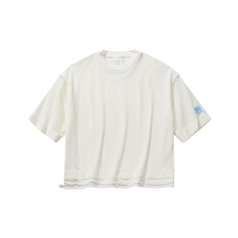 Anta Simple Comfortable Versatile Pullover Round Neck Short Sleeve Knitted Shirt Women tops 162536101G-1 M