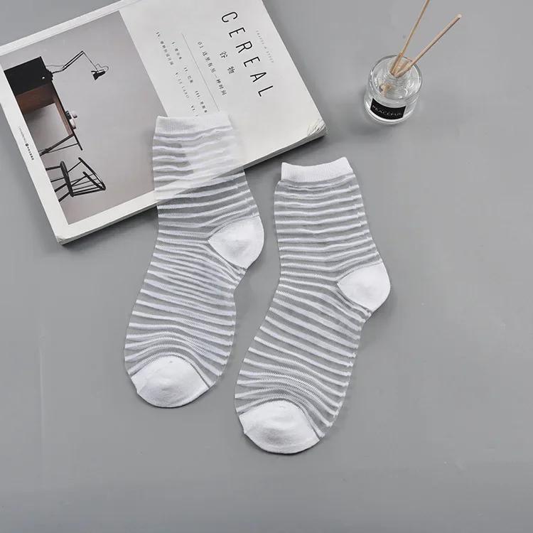 Polka Dot Socks Women See Through Transparent Crystal Silk Socks Summer Ultra-thin Breathable Girls Kawaii Cute Nylon Long Socks