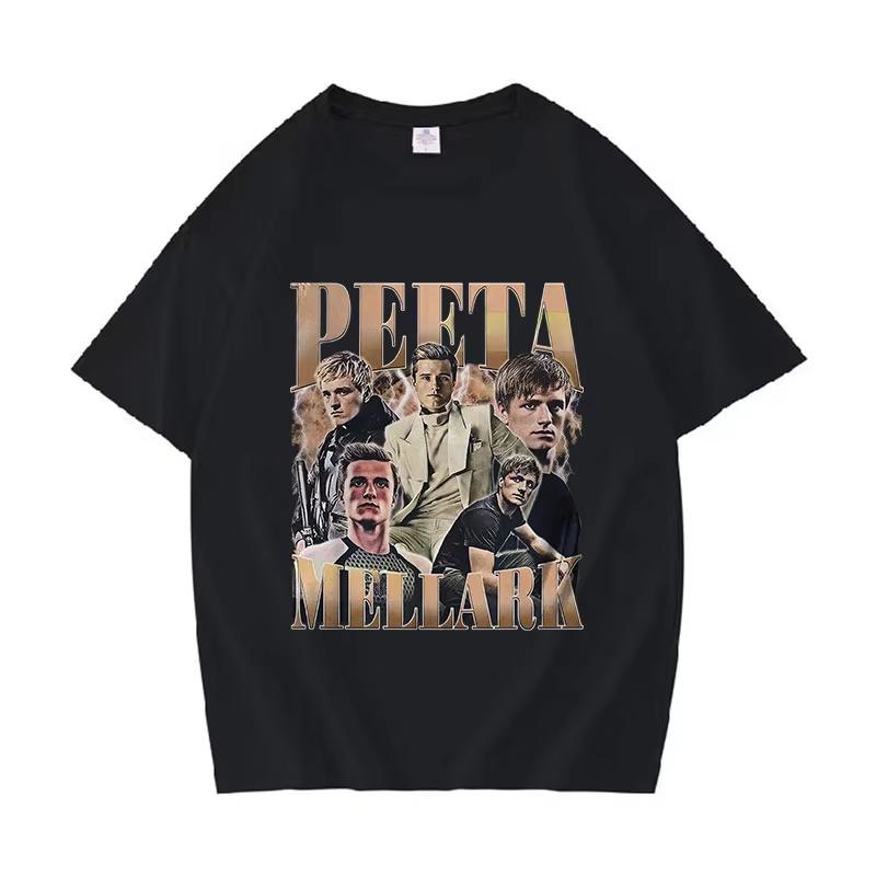 2025 Summer 90s Peeta Mellark Vintage Graphic Josh Hutcherson Print Breathable Short Sleeve100 Pure Cotton Printed Tshirt Y2k S
