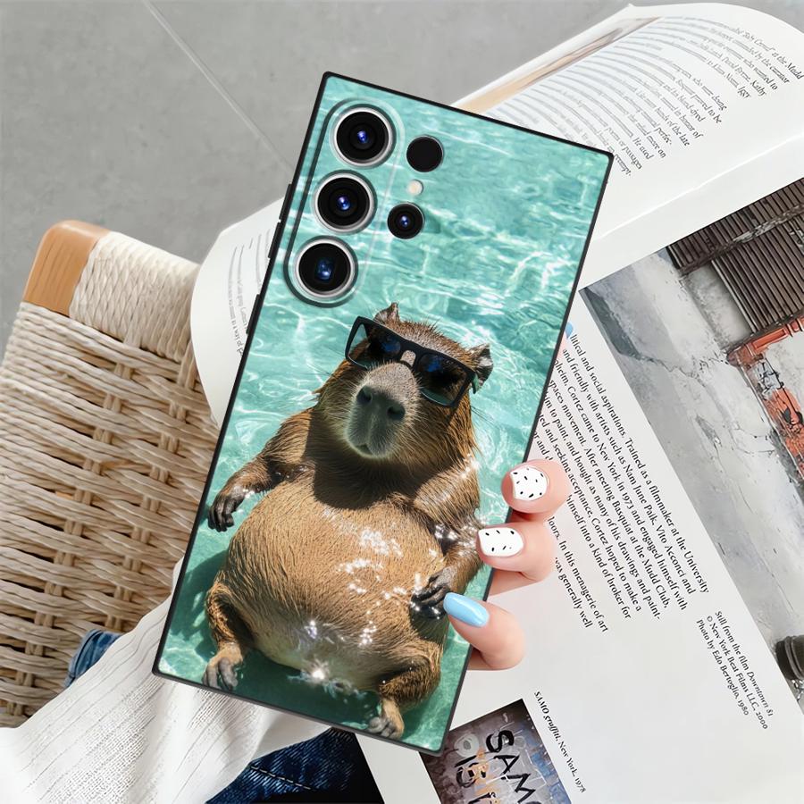 Case for Samsung Galaxy S22 S25+ S20 S23 FE S9 S24+ S24 Plus S21 S25 Ultra Soft Back Phone Cover Cute Capybara