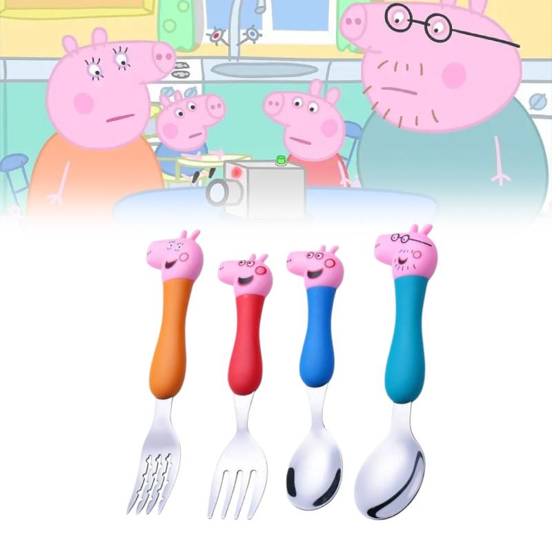 Peppa Pig Children's Cutlery Set Adorable Short Handle Forks And Spoons In Gift Box