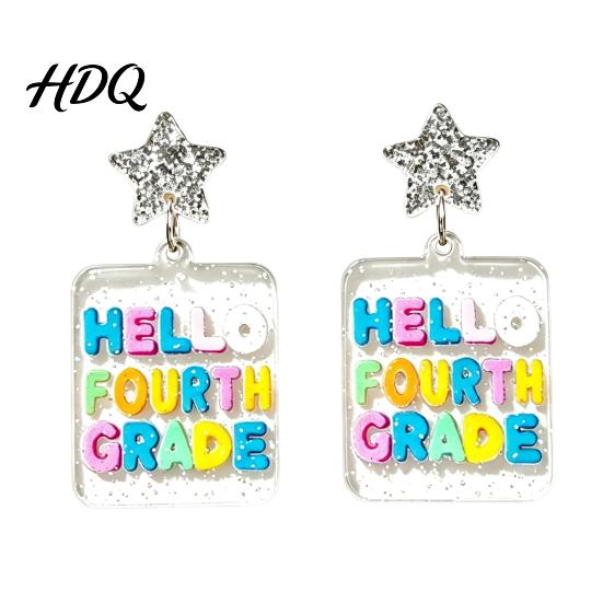 Creative School Season Jewelry 1 Pair Back to Earrings Colorful Acrylic Letter Dangle Campus Atmosphere Accessories Drop First Day of Appreciation