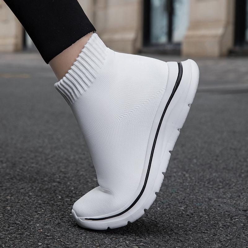 High‑Top Sock Shoes Women Slip‑On Casual Sneakers Breathable Knitted Sports Shoes Lightweight Non‑Slip Walking Footwear