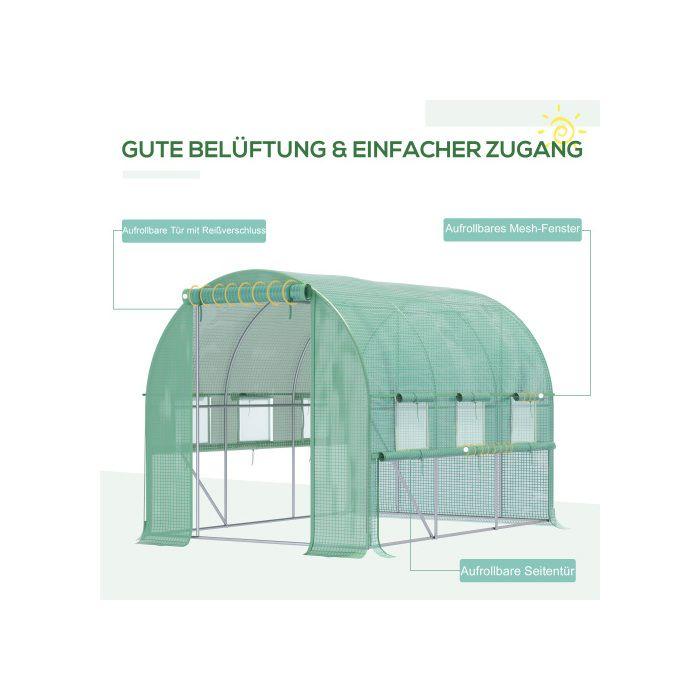 Serre Tunnel - MUVOE - 2.95x2x2m - Film PE anti-UV - Structure En Acier Inoxydable - 6 Fenêtres Enroulables
