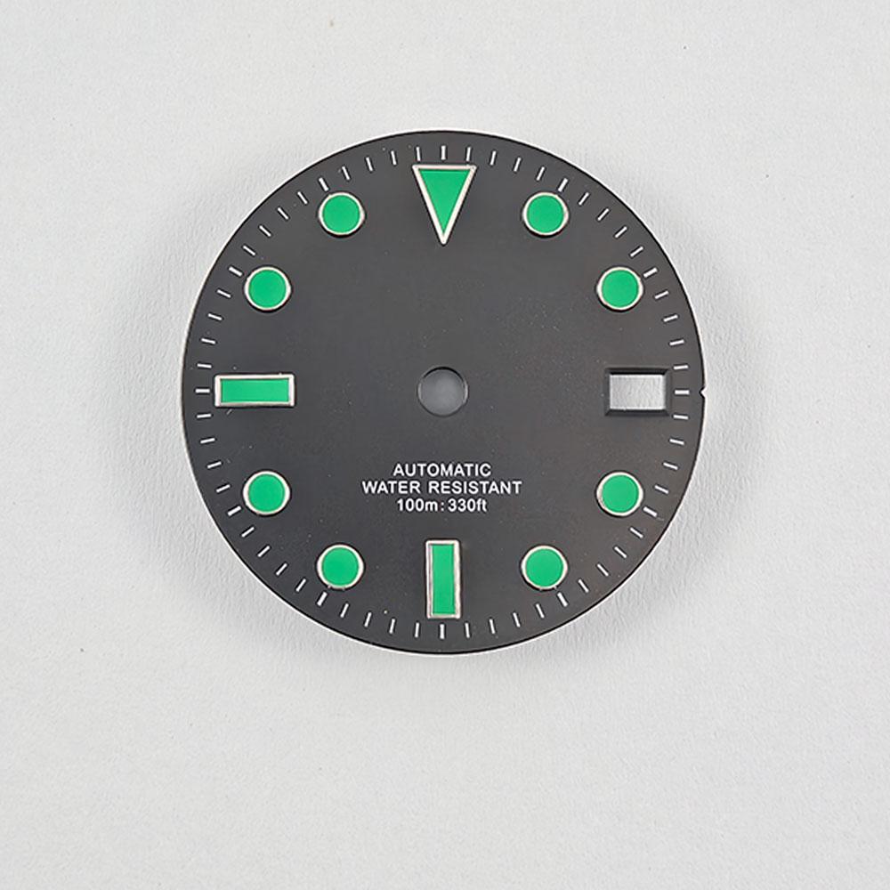 

NH35 28.5mm No Logo Sterile Sanding Watch Dial no Luminous White Black Blue Green For NH35A NH36 Silver Nail dial Parts 28.5mm(No Logo)