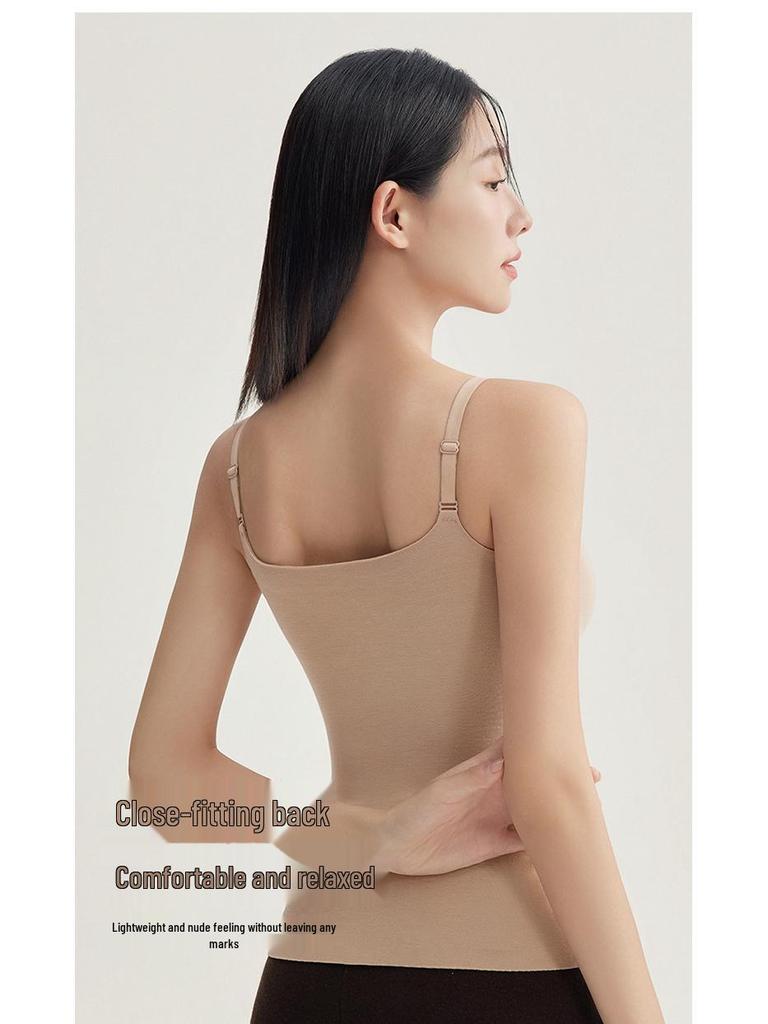 Dam Ärmlös Kasmirväst med Bröstvadd - 2025 Vinter Plus Sammet Förtjockat Baslager