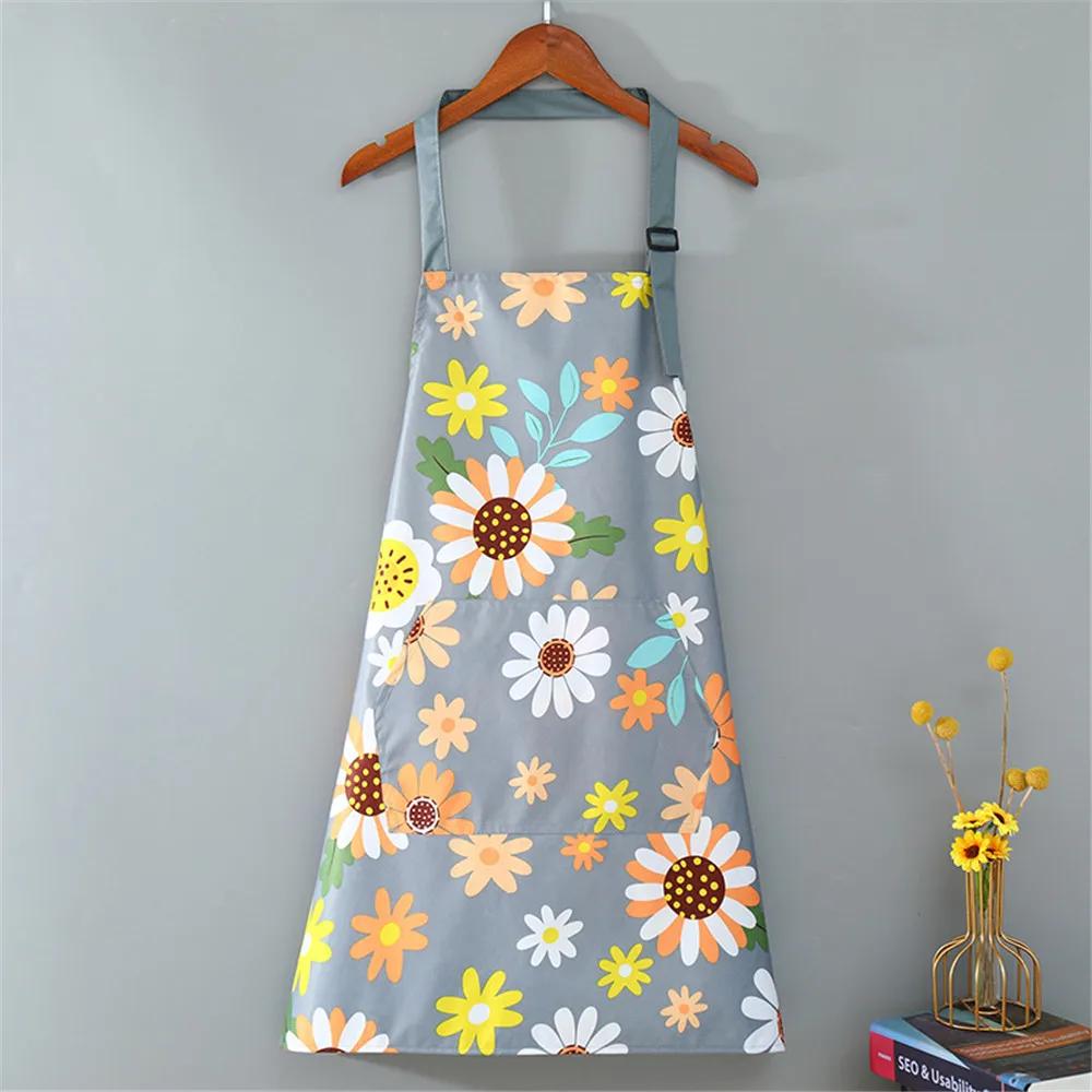 Cute Flower Kitchen Household Oil-Proof Cooking Apron For Women Children Men Kitchen Waterproof Adult Coffee Baking Accessories