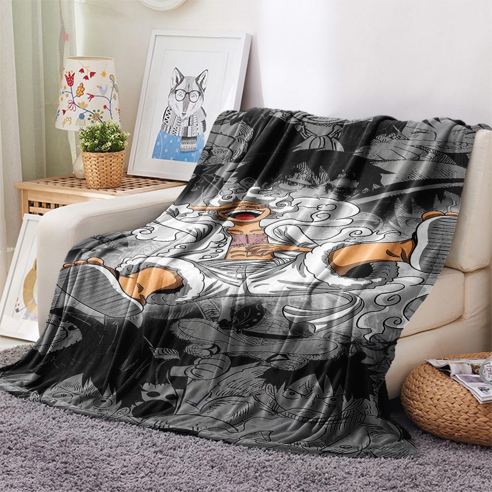 1PC Anime One Piece Patterned Flannel Blanket Suitable For All Seasons For Home Decor Warmth And Comfort Gifts Holiday Present