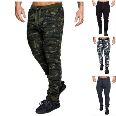 Tether Elastic Sports Pants Hip-hop Striped Design Camouflage Sports Fitness Trousers Men