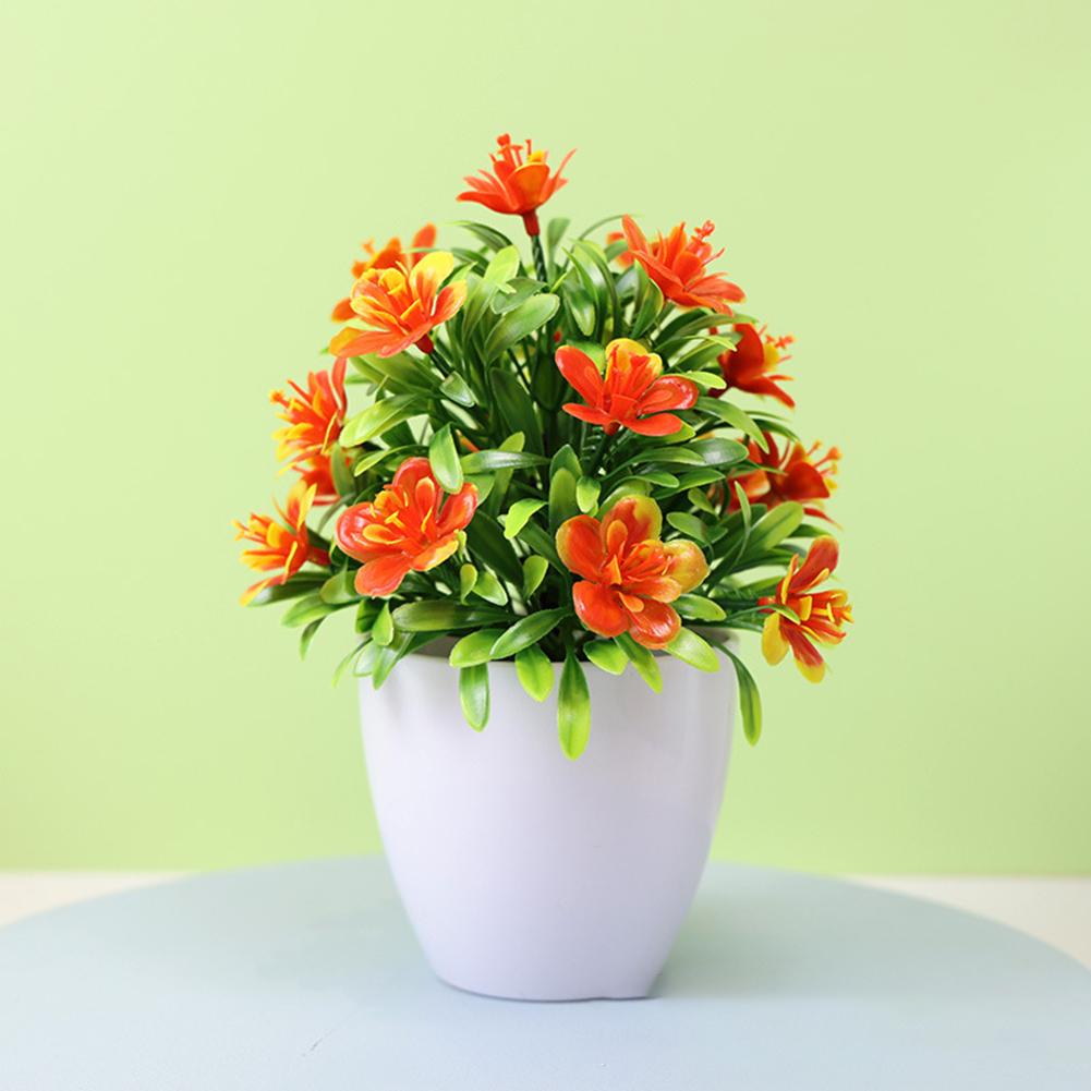 Compact Design Faux Flowers Indoor Décor Potted Plant