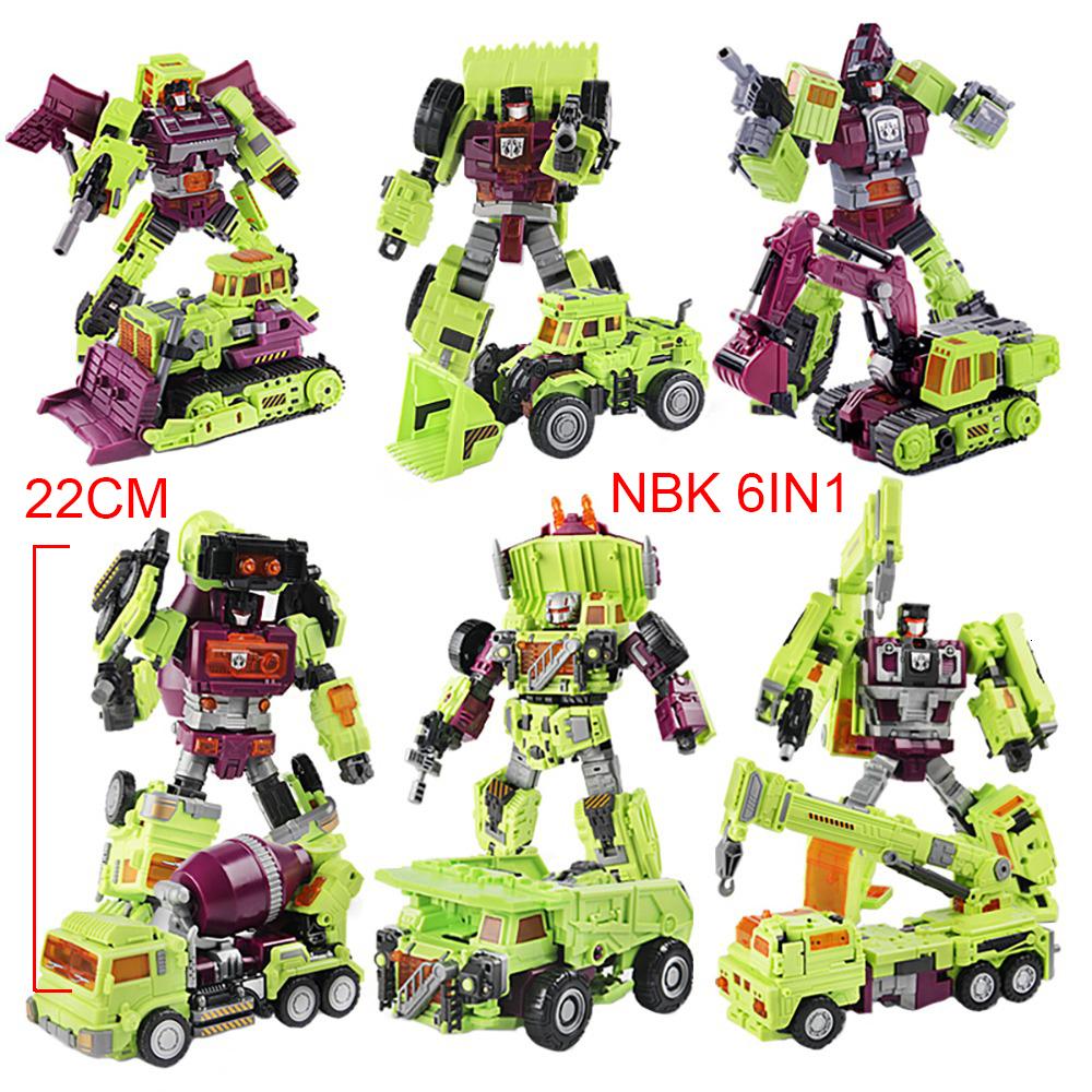 Transformation Toys NBK 6in1 Devastator Bonecrusher Mixmaster Engineering Car Damage Action Figure Deformation Robot Anime Model