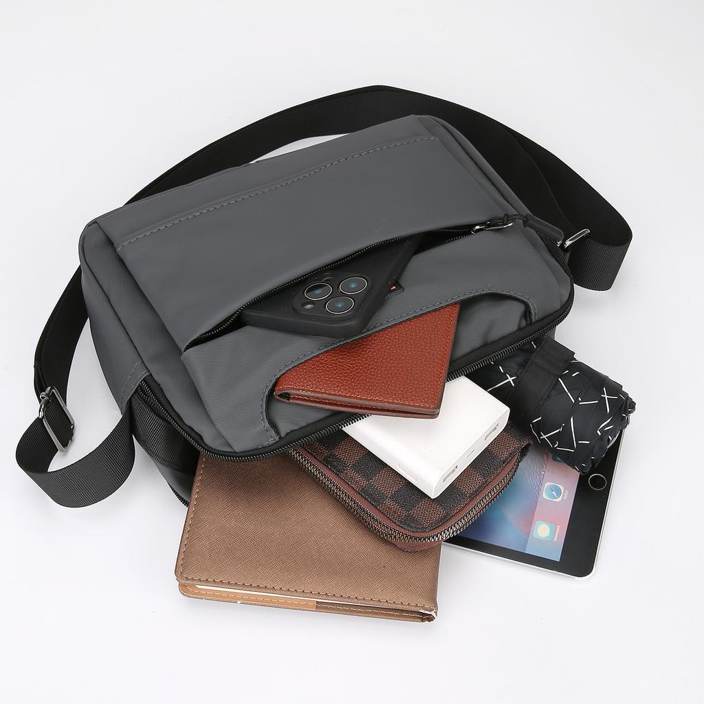 Professional Men's Crossbody Bag - Water-Resistant Oxford Messenger for Work (Large Capacity Oxford Sling with Secure Zippers)