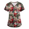 Plus SizePrinted Scrub Working Uniform Tops For Women's Cross V-Neck Print Short Sleeve Fun T-Shirts Workwear Tee With Pockets